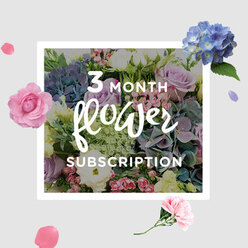 The photograph features a carefully crafted bouquet from a three-month flower subscription, styled as though just brought into a light-filled Highgate living room. Full, rounded blue hydrangeas form the foundation, their small, closely packed petals creating a soft, plush texture that draws the eye and anchors the composition. Around them, roses in shades of blush pink and gentle lilac are tucked with precision, some fully unfurled and others still half-closed, adding a sense of movement and unfolding time. Wisps of lisianthus rise delicately from between the larger blooms, their frilly, almost feathered petals lending the design an airy, whimsical touch. Fresh greenery wraps around and within the bouquet, the leaves varied in shape and depth of colour, echoing the layered canopies around Highgate Woods and lending the arrangement a natural, garden-inspired feel. The lighting is gentle and diffused, reminiscent of an overcast London day where brightness arrives without glare, allowing every petal's nuance to be clearly seen. Soft shadows fall beneath the blooms, giving the bouquet a three-dimensional presence as it appears to almost lean out of the frame. The colours-powder blue, soft mauve, blush pink, and lively green-come together in a palette that feels both contemporary and timeless. One can almost sense the quiet pleasure of receiving such a bouquet regularly: the sound of paper unwrapping, the cool touch of freshly cut stems, the gradual unfolding of scent as the flowers relax into the room. This image conveys the essence of a subscription that gently weaves beauty and care into the everyday life of homes across Highgate.