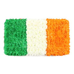 As I arrange this flag-inspired tribute, there is a palpable sense of pride and solemnity threaded through every petal. The dense layering of green, white, and orange blooms forms crisp, unwavering lines-the effect is bold, instantly recognizable, and deeply evocative. Step in close, and the texture is plush and soft, like a field of blooms carrying generations' weight. The scent is subtle-a gentle whisper of fresh petals with a cool, clean undertone. Light flows across the surface, highlighting each stripe in turn and revealing the meticulous handiwork. This is more than a floral display; it is a living symbol, crafted to convey respect, connection, and quiet remembrance in moments of reflection or farewell. The artistry here testifies to a florist's devotion to meaning and craft, offering comfort to those seeking to express unspoken emotion through nature's language. In North London, the flag reads as a tribute that could anchor a St Patrick's Day event, a cultural gathering, or a remembrance ceremony in communities like Highgate, Archway, or Crouch End, with dependable same-day delivery to surrounding postcodes. The three bands remain true to the original's mood: vibrant, harmonious, and full of ceremony, inviting viewers to pause and feel the weight of history and hope coming together in petals.