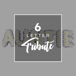 From my studio in Highgate, I imagine this six-letter tribute spelling AUNTIE standing tall in a softly lit corner of a funeral space. The six letters are built from a dense field of white chrysanthemums, each bloom trimmed to a compact, velvety surface. The edges are crisply defined by a narrow border of purple, perhaps ribbons or tiny blossoms, which lend a dignified edge to the snowy canvas. The background is a gentle gray that draws the eye to the sculptural form and the sentiment it carries: a personal message of love, memory, and gratitude. Across the middle of the arrangement sits a white square overlay, with 6 LETTER in bold white type and Tribute flowing in an elegant script beneath. As a local florist, I know how such a piece can anchor a service, guiding family and friends through remembrance with quiet reassurance. The scent is clean and fresh, the texture of the petals soft to the touch, and the visual rhythm of six letters rising in unison conveys a lasting presence even in absence. This arrangement speaks to the intimate bonds we share-Auntie, auntie, a life remembered with warmth. Delivered with care to Highgate and nearby neighbourhoods, it fits perfectly at a wake, a church service, or a memorial reading, offering a timeless tribute that remains with those who walk away carrying memory in their hearts.