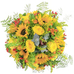 Bursting with vitality and sunlit charm, this bouquet translates the essence of a Highgate summer day into florals. Sunflowers beam at the core, their wide yellow faces brimming with cheerfulness and optimism. Nestled alongside, buttery yellow roses unfold in silken whorls, suffusing the arrangement with a subtly sweet, uplifting fragrance. Pale, feathery ferns and clusters of goldenrod line the edges, creating a spontaneous, meadow-like texture reminiscent of wildflowers around Highgate Wood. Vibrant orange accents and red berries thread in touches of energy and discovery, while soft sprays of silvery eucalyptus add a gentle coolness both visually and aromatically. Crafted with artistic sensitivity by Flowers Highgate, this bouquet carries an understated harmony-suitable for moments of appreciation, celebration, or simple acts of kindness for neighbors in the heart of Highgate. It's a garden's joy, contained and ready to brighten any space.