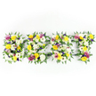 A horizontal tribute spells the word BEST in four bold, capital letters, each letter lovingly formed from a dense mosaic of fresh blooms and verdant foliage set against a pure, bright white background. The surface of each letter is voluminous and tactile: large, multi-petaled white chrysanthemum-like blooms provide a soft, cushiony base while sunny yellow roses and gerbera daisies punctuate the composition with warm, uplifting colour. Scattered through the letters are clusters of deep purple lisianthus and smaller violet chrysanthemums that give depth and a quiet, dignified counterpoint to the brighter tones. Vibrant magenta-pink spray roses or small carnations add playful, vivid highlights, and tiny green-and-white filler flowers knit the larger blossoms together so the surface reads as one continuous carpet of petals. Around the edge of each letter, dark green fern fronds create a soft, feathered border, their texture contrasting the round petals and helping to define the typeface of the tribute. A discreet dark-green support frame can be glimpsed through small gaps, most noticeable along the horizontal bar of the E and the cross of the T, hinting at the careful engineering beneath the floral surface.

Shot head-on with even, bright lighting, the image emphasises freshness, colour saturation, and petal detail - the roses' honeyed scent and the green, leafy earthiness of the ferns seem almost tangible in the photograph. As a local florist's composition suited to remembrance or celebration, this arrangement could quietly honour a treasured life or celebrate a cherished person in Highgate - seen often near Waterlow Park or the village, where neighbours bring floral tributes to remember someone dear. The overall mood is respectful, uplifting, and crafted with attentive, experienced hands.
