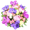 From a viewer's perspective, the bouquet greets with pastel pinks and sunlit ivory, elevated by the striking violet orchids. The peonies take center stage, their layered, nearly spherical blossoms like soft tulle, quietly fragrant, a celebration of tenderness. Rosy spray roses cluster throughout, giving a youthful, shy joy, while cream-white roses add a serene vanilla whisper in the air. The orchids-speckled, luminous violet-steal the show with their silk-like petals, cool to the touch, a mark of luxury. Lush, waxy greenery frames the arrangement, crisp and fresh, like morning garden air after rain. The result is a centerpiece that feels both gentle and bold, perfect as a romantic gesture or a joyful birthday, designed to evoke affection and admiration. Crafted here in Highgate, this bouquet travels with care to Highgate and nearby north London streets, arriving with freshness and a lingering perfume of greenery and blooms. It suits a quiet, intimate dinner, a milestone celebration, or a festive gathering, inviting touch and lingering appreciation and speaking to our city's love of floral artistry in a modern, elegant voice.