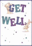 This spirited get well card conveys warmth and gentle optimism with two delightful friends-a cuddly bear and a bright-eyed pup-joyfully holding oversized, colourful letters that spell out 'Get Well.' The text's lively hues of indigo and teal shine confidently against a pale backdrop, making the message feel both vivid and embracing. Dotted stars in shimmering shades of purple and blue drift across the card, creating an aura of hopefulness and whimsy that recalls twilight strolls near Highgate Wood. The furry textures of both bear and puppy are drawn with such care that they seem almost tangible, evoking the inviting touch of fresh petals in a bouquet from a trusted Highgate florist. This card is more than a message-it's an experience of comfort, encouragement, and community, as fitting for a quiet recovery on Muswell Hill Road as it is for a heartfelt delivery to a friend. Every detail, from brushwork to colour, echoes Highgate's reputation for heartfelt gestures that make recovery just that much warmer.