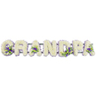In this image, the word GRANDPA is spelled out in large, floral letters, laid in a straight horizontal line as a dedicated funeral tribute. Each capital letter is densely covered with small, white blossoms-probably chrysanthemums or carnations-arranged so that the frame beneath is entirely hidden. The blooms create a plush, softly textured surface, turning the otherwise bold lettering into something gentle and consoling. The white is not stark but creamy and warm, catching the light evenly across the design. Punctuating the lettering are small groupings of deep purple and lilac flowers, woven with fresh green leaves. These floral accents appear in the loop of the 'G', in the centres of both 'A's, and along parts of the 'D' and 'P', providing measured, respectful touches of colour without overwhelming the simplicity of the white base. A dark green bar runs unobtrusively under the letters, giving structural support and linking the tribute into one piece that could be easily displayed at a church near Highgate Hill or beside a grave overlooking the city. The overall impression is one of calm remembrance and personal connection, the kind of design a family might select when saying farewell to a grandfather who was a steady presence in their lives. It combines the clarity of a name with the softness of fresh flowers, crafted with the quiet skill of a Highgate florist who understands the balance between beauty and restraint on a day of mourning.