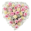 This hand-crafted heart-shaped floral arrangement, made by a caring Highgate florist, conveys a message of love and remembrance through its softly layered palette and thoughtful design. Nestled tightly in the heart form, approximately 30 to 35 roses glow in shades of blush pink and warm cream, a few brushed lightly with yellow, each revealing silky petals in varying stages of bloom. Laced throughout and framing the heart is a gentle profusion of white baby's breath, their delicate presence reminiscent of an early morning mist drifting through the gardens of Highgate Village. Against a flawless white background, the intricate curves and rich texture of the bouquet are gently highlighted by ambient, even lighting, bringing out the freshness of each flower. This arrangement is evocative of both celebration and farewell-suitable for funerals, memorials, or occasions of heartfelt tribute within the Highgate community. It stands as a testament to the quiet beauty and compassion of local Highgate floristry.