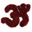 An artful rendering of the number thirty-three formed from countless tiny, dark red to maroon shimmering particles clustered into two distinct, curving threes against a stark white field. Up close, the granular texture reads like minute sugar crystals, edible sprinkles or fine craft glitter-each speck catching the light to produce subtle highlights and soft shadowing that model the numerals with tactile depth. The surface is slightly uneven, intentionally so, which gives the digits a handcrafted, celebratory sparkle rather than a flat printed look; the overall tone is festive and precise, as if marking an age, a percentage or a carefully counted set of three-figure items. Where the maroon granules thin, the white ground peeks through, creating tiny halos that enhance the sense of three-dimensionality, and a faint diffused grey shadow beneath the composition lifts the numbers off the page and suggests a modest elevation. The colour sits between ripe garnet and deep burgundy, lending a warm, indulgent mood that could read as both joyful and refined depending on context. If the material is confectionery, one might imagine a faint, sweet aroma; if it is glitter or pigment, the feel is purely visual-rich, tactile and precise. As a local piece from Highgate it would resonate at milestone gatherings held near Waterlow Park or quiet celebrations in Highgate Village, where attention to craft and meaningful detail is valued. This image balances celebration and specificity-a decorative, measured emblem that reads as both an invitation to mark an occasion and a carefully composed graphic statement.