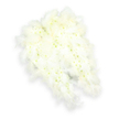 The photograph presents a striking angel-wing funeral tribute, exquisitely realised in shades of pure white and displayed against a spotless white backdrop. The wings are shaped with perfect symmetry, arching gently as if poised to shelter someone in a soft embrace. Within each wing, an intricate mosaic of tiny white flowers-likely miniature carnations and button chrysanthemums-covers the entire surface. The petals are packed so closely that they form a smooth, velvety layer, with occasional glimpses of pale green and soft yellow at their centres, giving the arrangement a gentle, organic variation rather than a flat block of white. Encircling the outer edges, from rounded top through to the narrow, pointed tips, are thick ruffles of white feathers. These feathers are fluffy and light, layered in overlapping rows that mimic the pattern of real wings and bring a sense of movement and airiness. The lighting is soft and diffuse, lending the whole tribute a peaceful radiance, with a subtle shadow beneath that outlines the wing shapes and anchors them visually. This angel-wing design feels deeply appropriate for services in Highgate, whether placed near a coffin in a local church or delivered to a memorial gathering close to Highgate Cemetery or Waterlow Park. It speaks quietly of purity, spiritual guidance, and loving protection, the kind of meaningful symbolism many families in N6 seek when choosing funeral flowers. The precise floristry and careful detailing echo the devotion of local specialists who create such tributes to honour a life with dignity and grace.