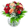 Glimpsing this bouquet, you're instantly embraced by its sensuality: lush red chrysanthemums and brilliant roses clustered around buttery apricot blooms, petals opening in curls that echo the gentle sunrise over Highgate's tree-lined streets. Wisps of gypsophila weave through, creating a dreamy softness like early morning mist on Hampstead Heath. The arrangement is anchored by thick, glossy green leaves that reflect the light, offering a fresh vibrancy akin to the wooded spaces surrounding Highgate Village. Set within a rounded glass vase, the visible stems lend a sense of natural honesty, the bouquet feeling open and welcoming-as if picked fresh from a local garden at dawn. The fragrance mingles sweet rose with cool greenery, transporting you to a moment of quiet reflection under Highgate's storied canopy. Created by experienced hands, this romantic and thoughtful bouquet is fit for anniversaries, tokens of affection, or simply a beautiful reminder of how flowers can light up a Highgate home and heart.